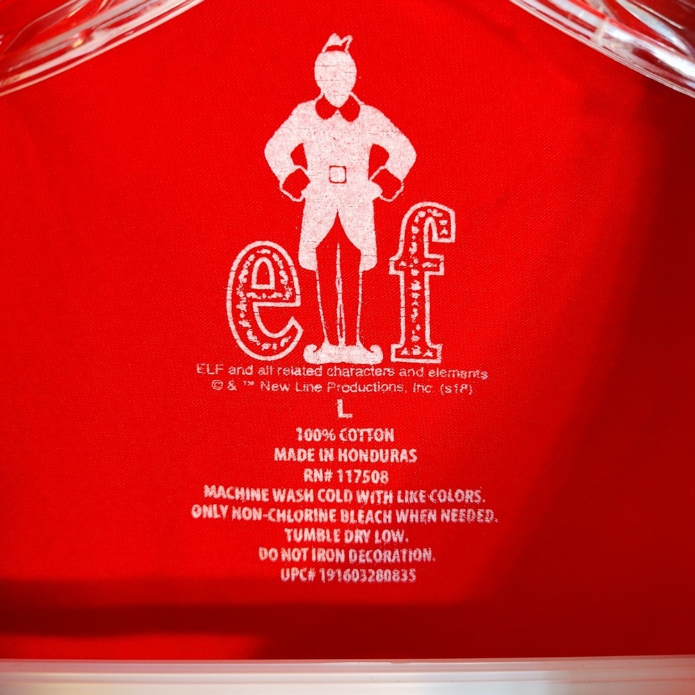ELF OMG Santa! I Know Him! T-Shirt Red Size L Will Ferrell Christmas Holiday - Picture 3 of 4